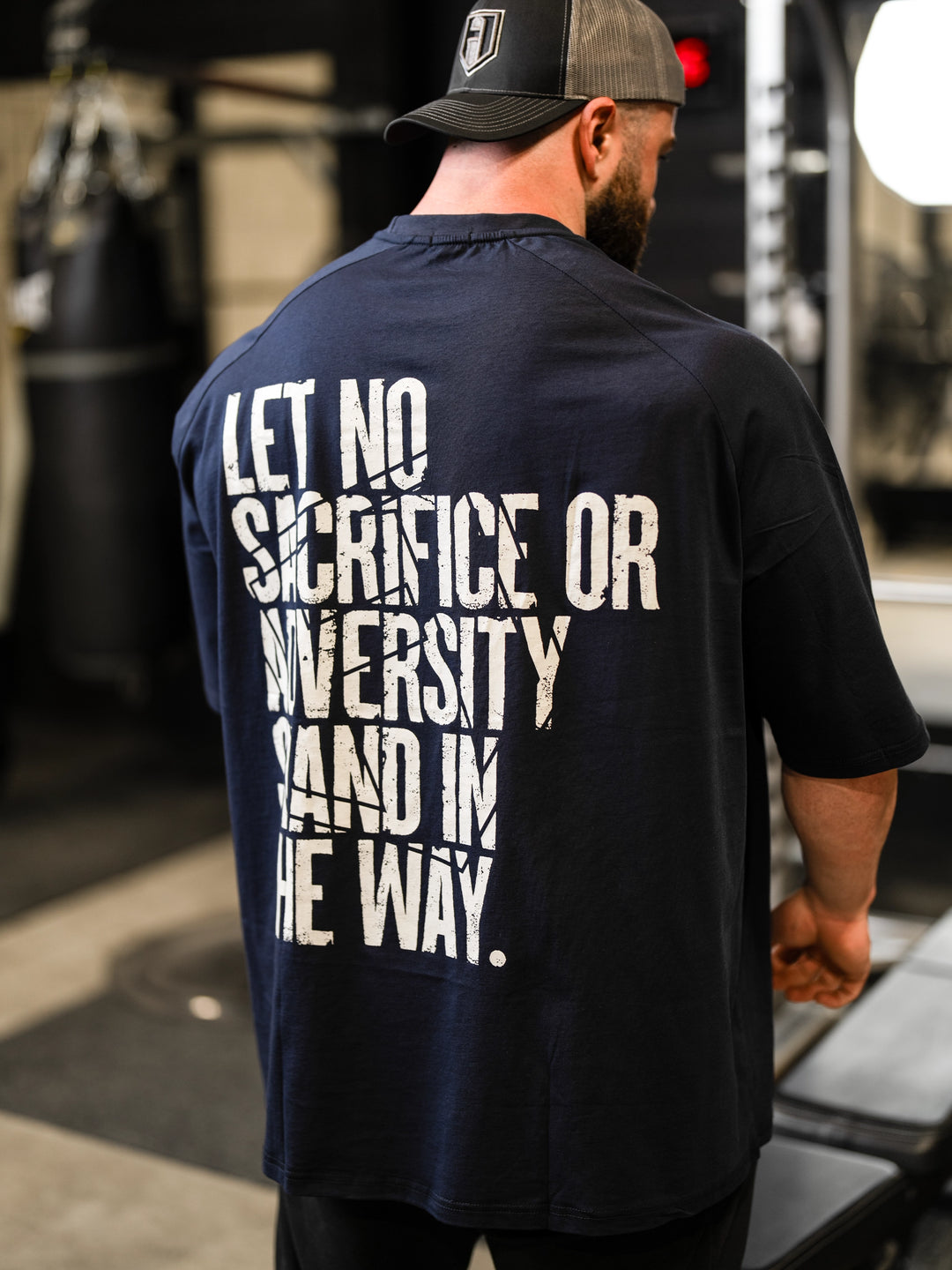 Men's Tagline Oversized T-Shirt Bodybuilding#color_navy