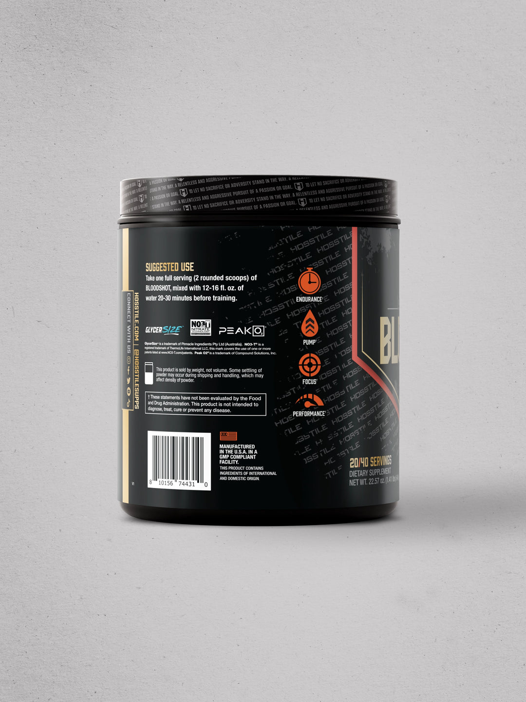 Hosstile Bloodshot Stim Free Pre-workout Tangerine Blast#flavor_tangerine-blast