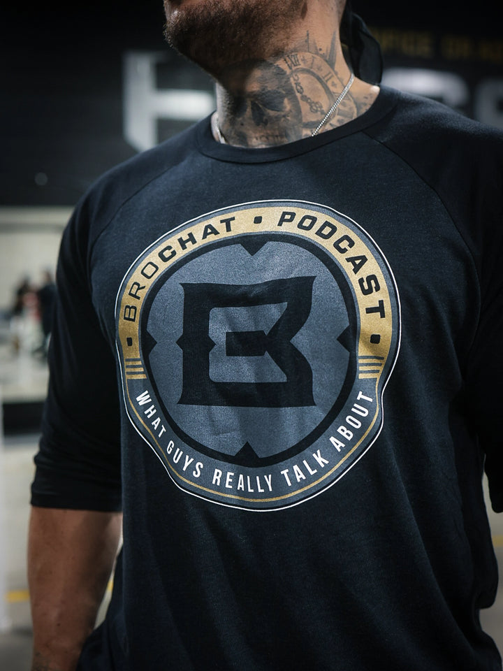 Bro Chat Raglan T-Shirt Model Ben Chow#color_black-black-heather