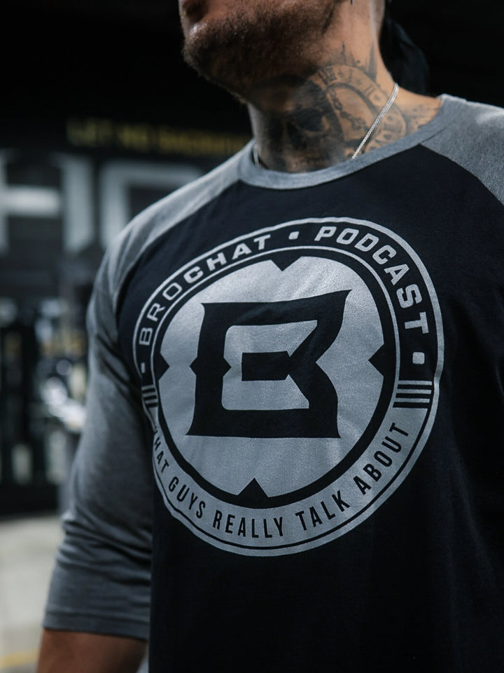 Bro Chat Raglan T-Shirt Model Ben Chow#color_black-deep-heather