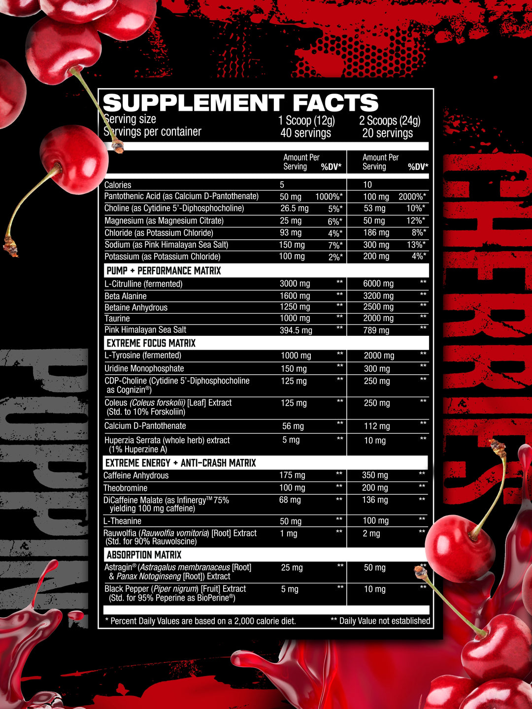 Hosstility Amped High Stim Pre Workout Poppin' Cherries#flavor_poppin-cherries