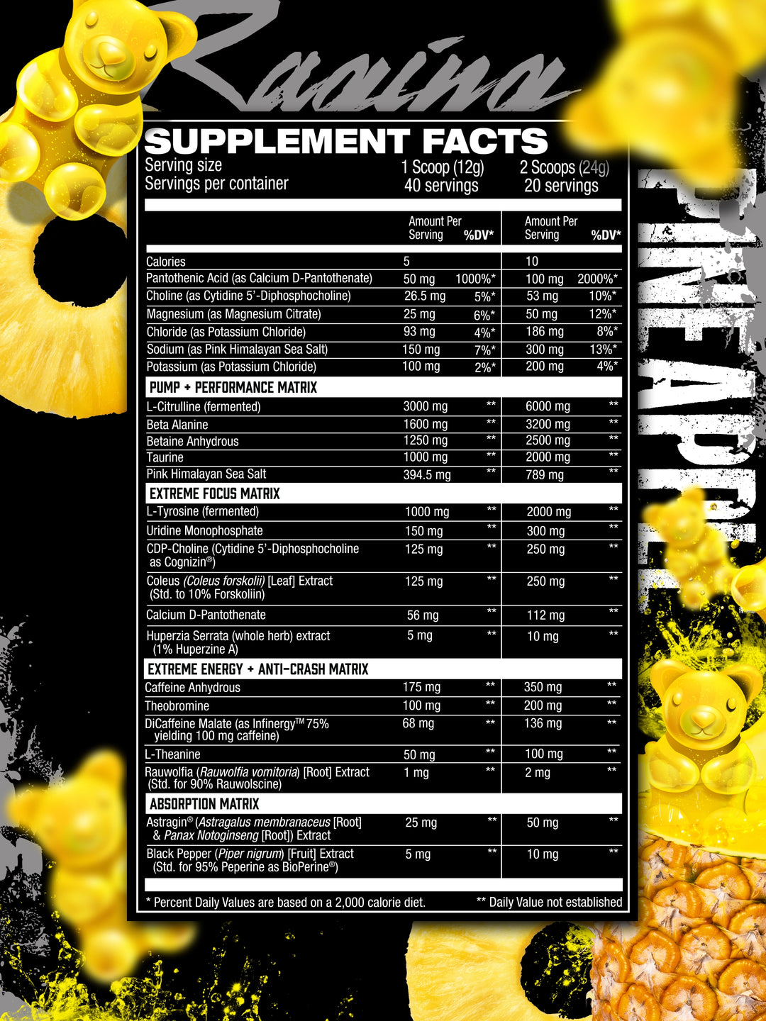 Hosstility Amped High Stim Pre Workout Raging Pineapple#flavor_raging-pineapple
