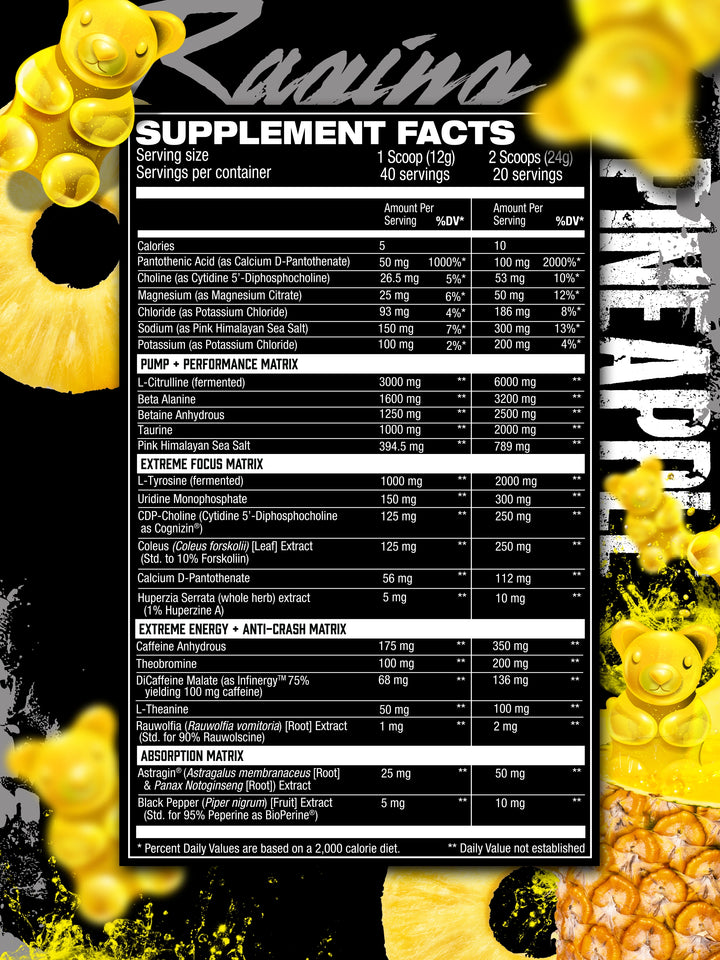 Hosstility Amped High Stim Pre Workout Raging Pineapple#flavor_raging-pineapple