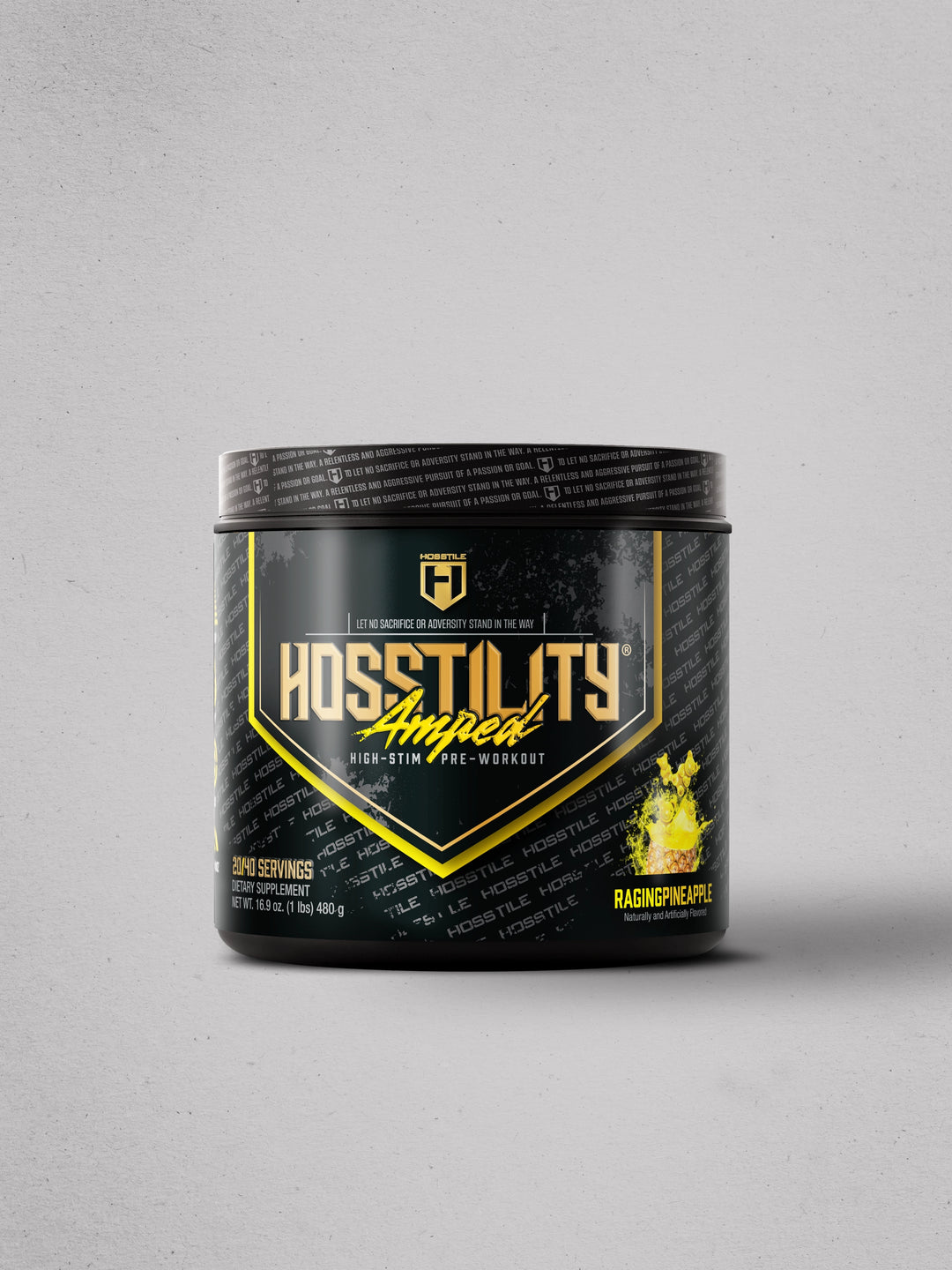 Hosstility Amped High Stim Pre Workout Raging Pineapple#flavor_raging-pineapple