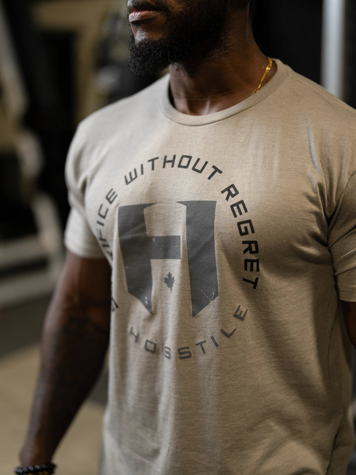 Bodybuilder Fouad Abiad wearing OG Sacrifice Classic Workout T-Shirt#color_stone-grey