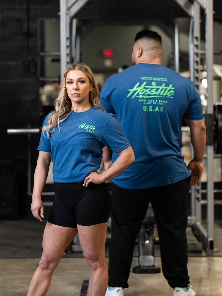 Speedshop Classic Workout T-Shirt - Heather Cool Blue#color_heather-cool-blue