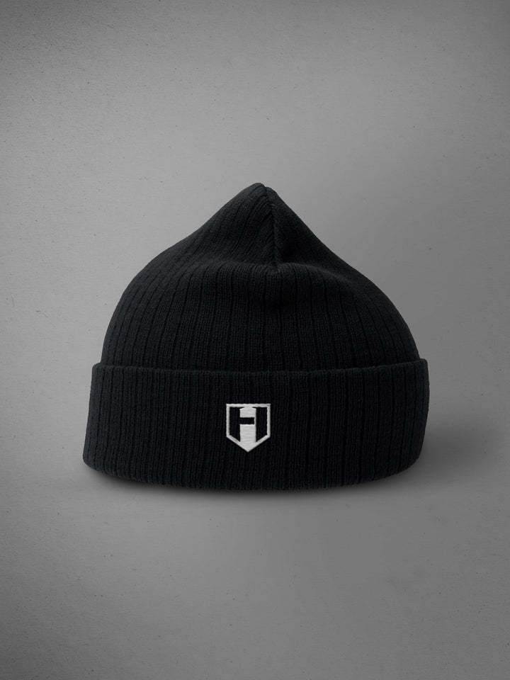 Hosstile Shield Ribbed Beanie Black#color_black