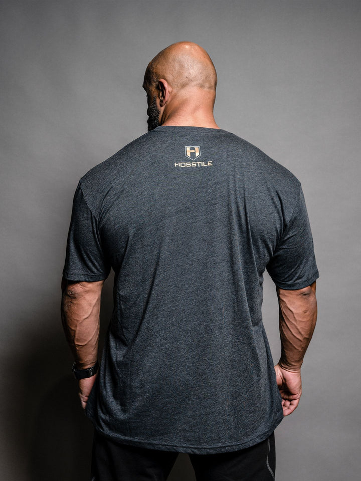 Bodybuilder Fouad Abiad wearing Shield Classic Workout T-Shirt#color_charcoal