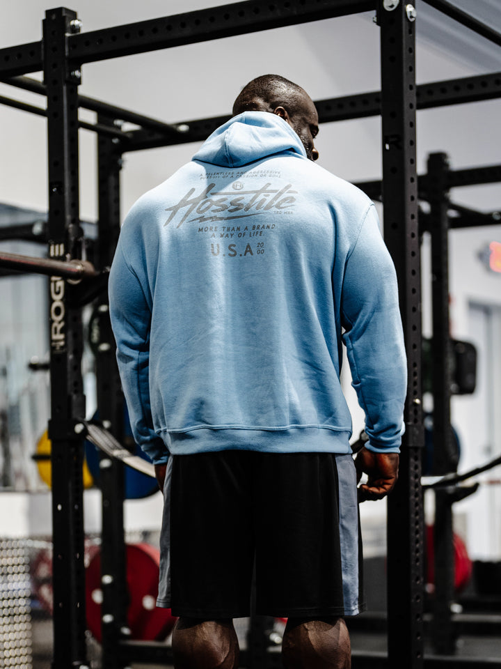 Speedshop Hoodie model Samson Dauda#color_airforce-blue