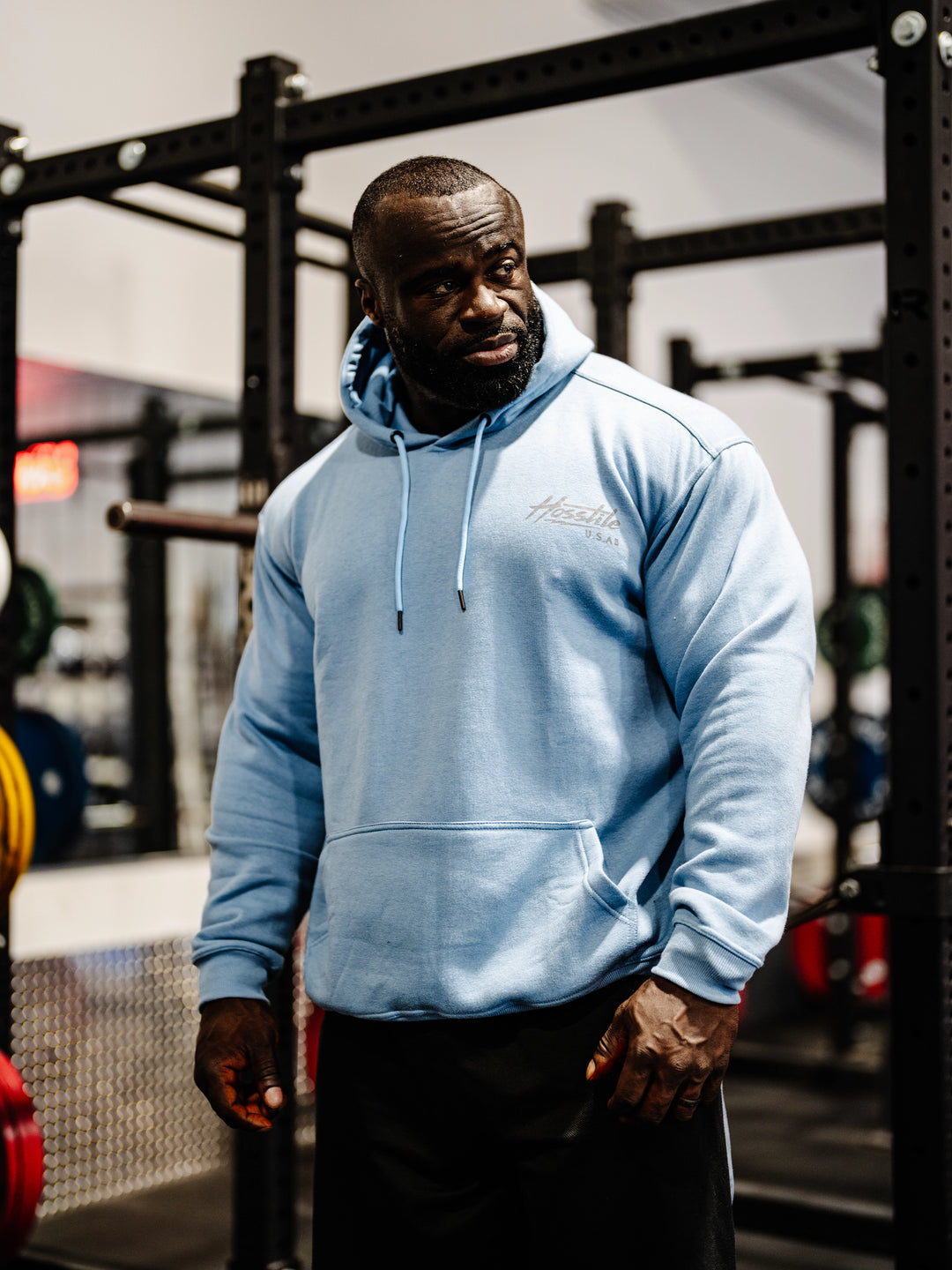 Speedshop Hoodie model Samson Dauda#color_airforce-blue