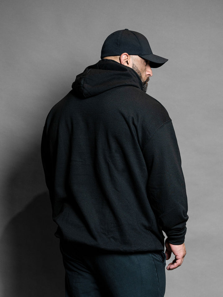 Signature Bodybuilding Workout Hoodie Black - Model Bodybuilder Fouad Abiad#color_black