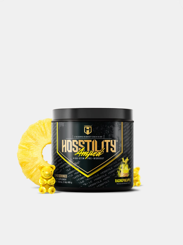 Hosstility Amped High Stim Pre Workout Raging Pineapple#flavor_raging-pineapple