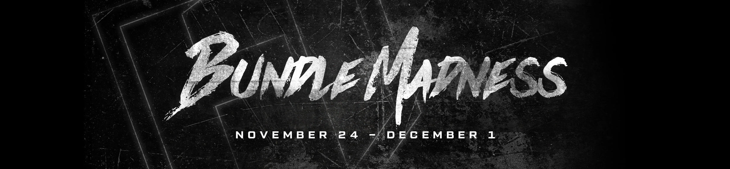 Promotional banner for 'Bundle Madness' Black Friday Deals event with a black background and white text.