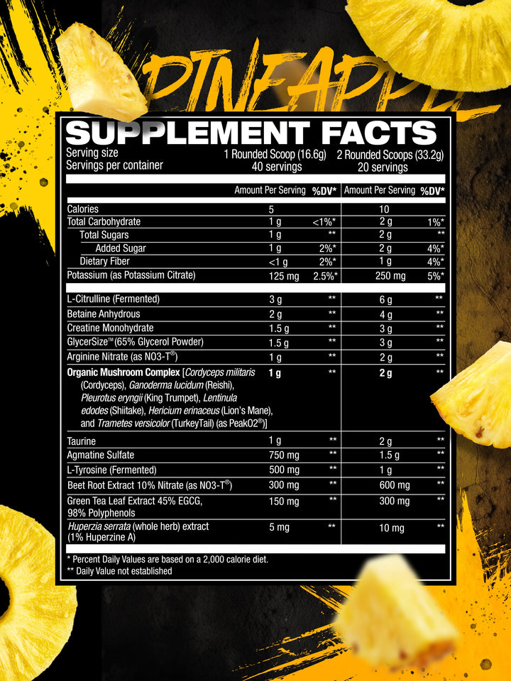 Bloodshot Non Stim Pre-Workout Limited Edition Samson Dauda Pineapple Supplement Facts