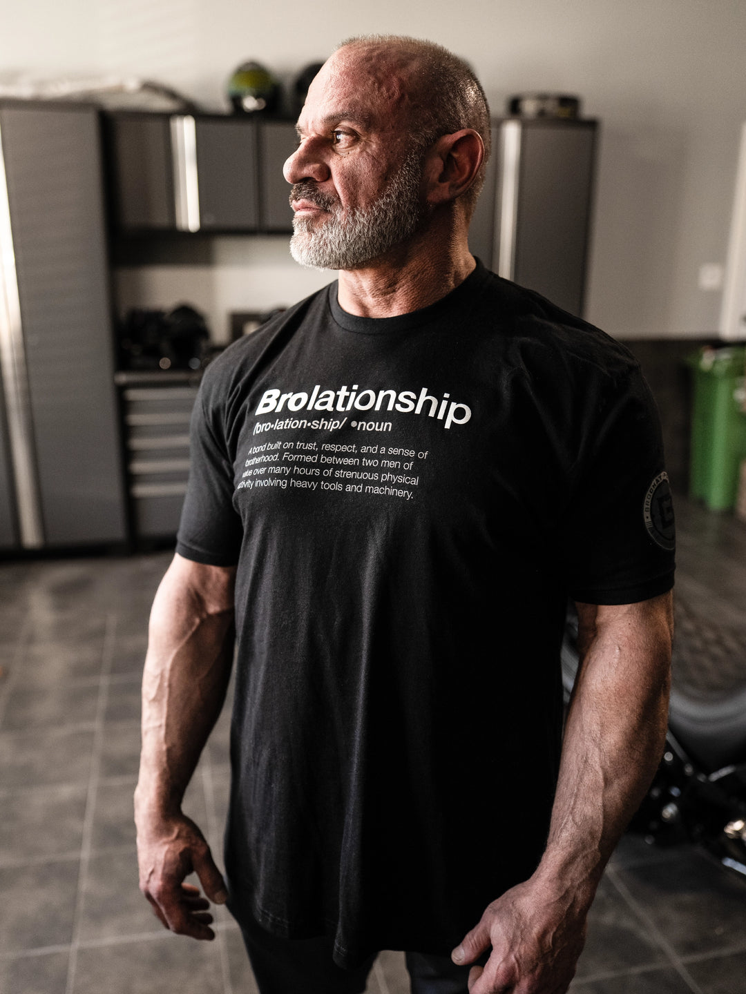 Paul Lauzon wearing the Brolationship Tee in Black#color_black