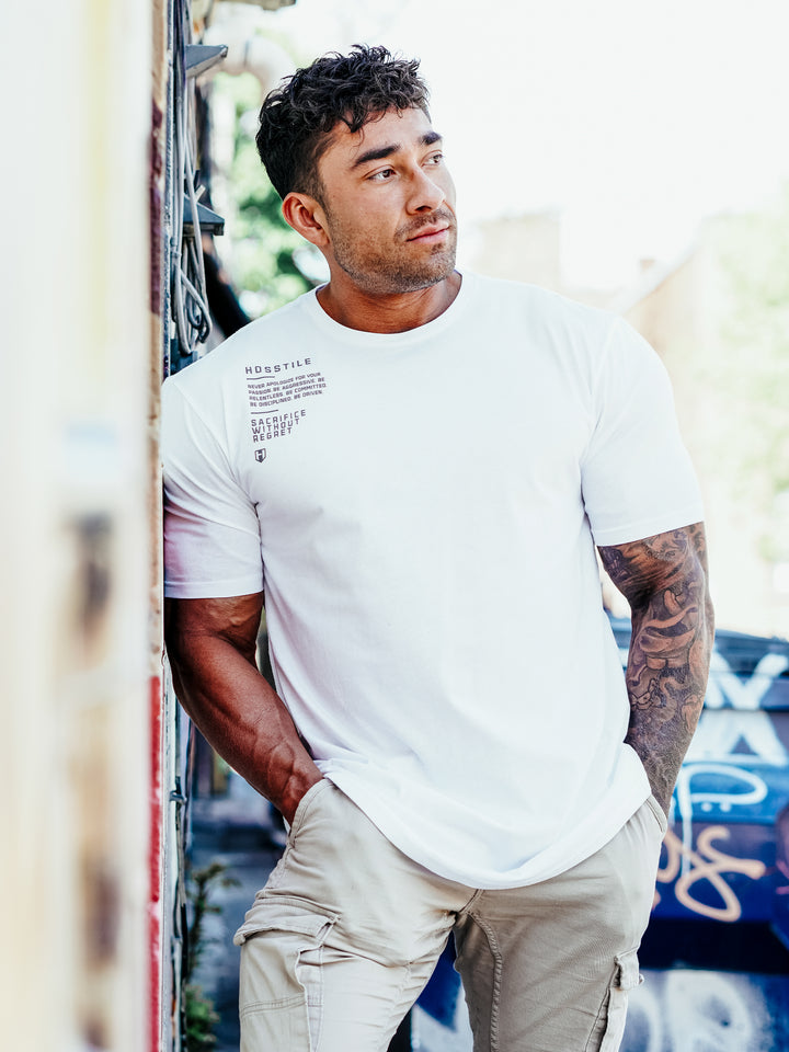 Creed Long Body T-Shirt White#color_white