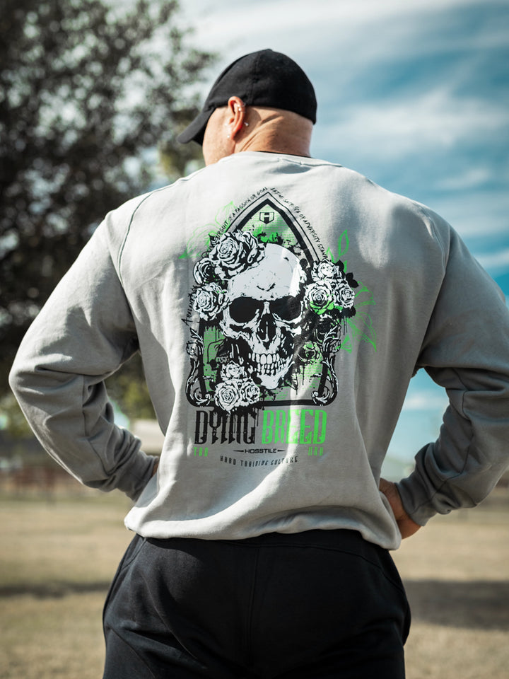 Bodybuilder wearing the Dying Breed Crew Sweatshirt#color_grey