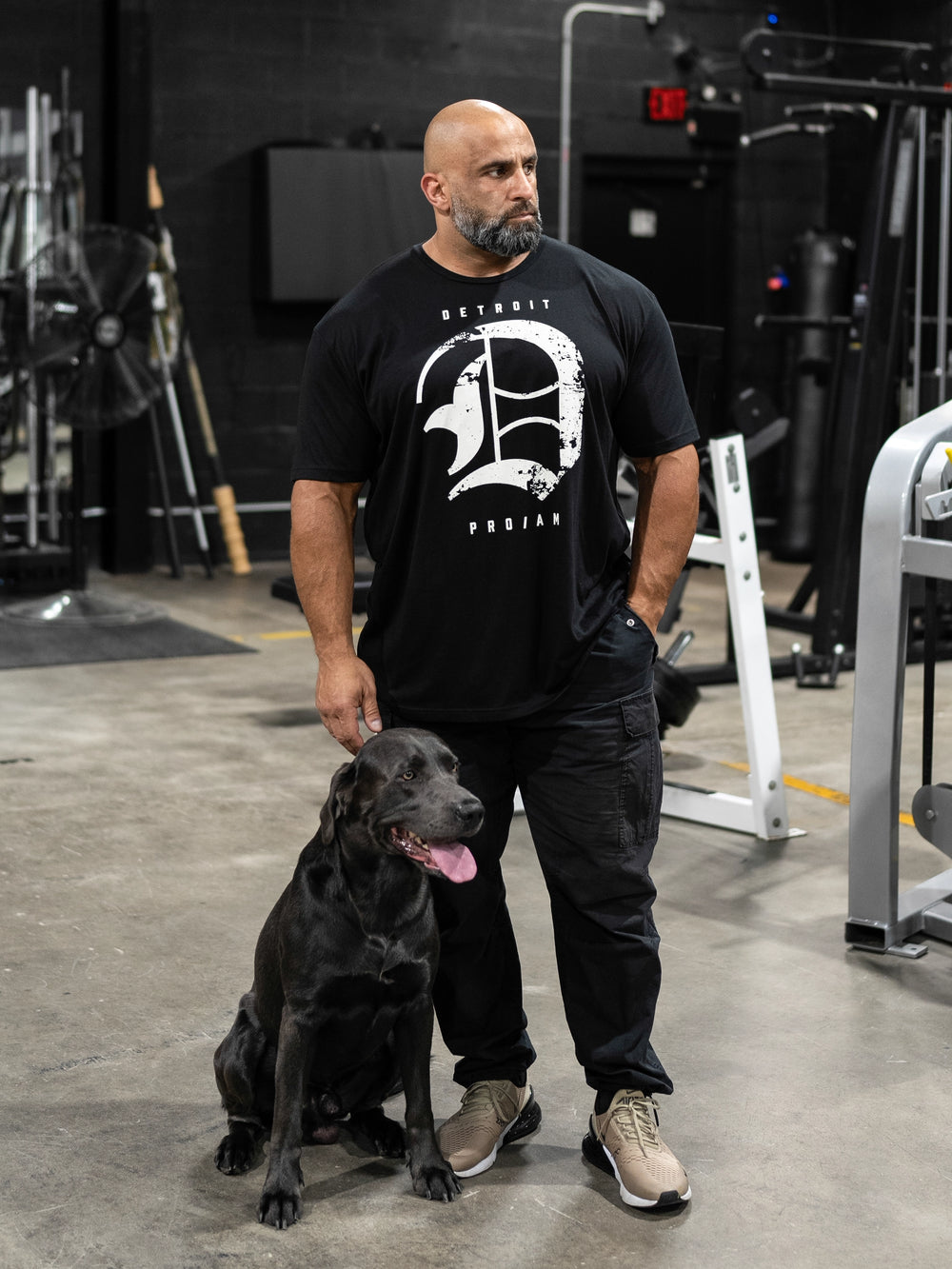 Bodybuilder Fouad Abiad wearing the Detroit Pro Tee