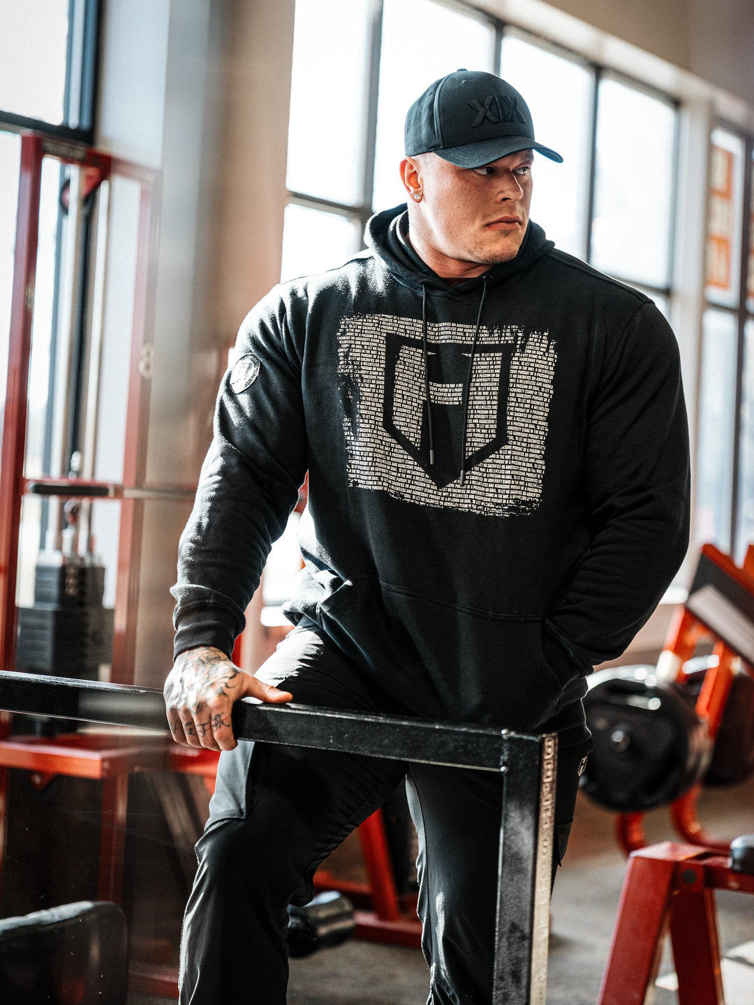 Hosstile Dark Knight Pullover Hoodie Black - Bodybuilder Nick Justice#color_black