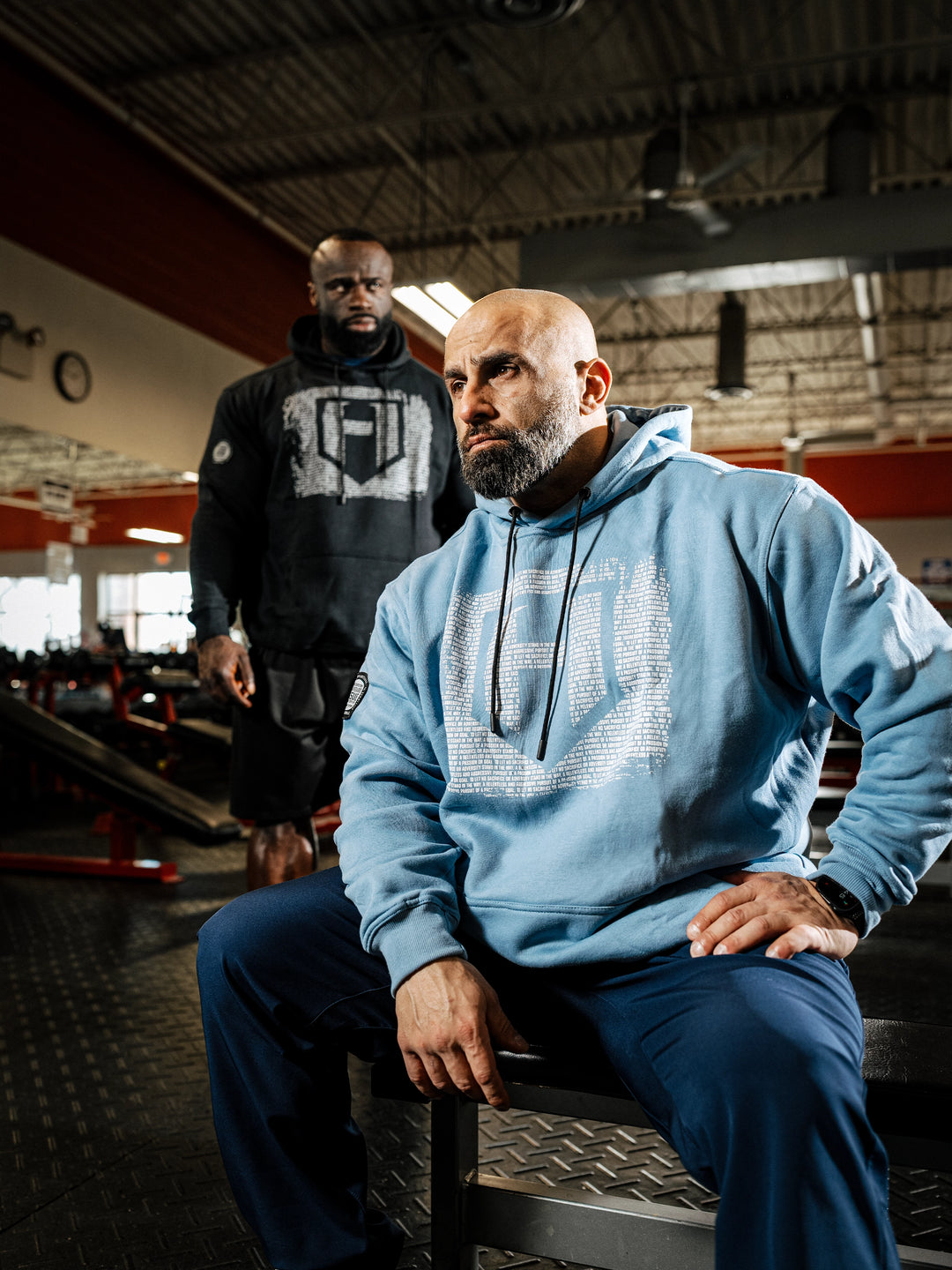 Hosstile Dark Knight Pullover Hoodie Black - Bodybuilder Samson Dauda and Fouad Abiad#color_ice-blue