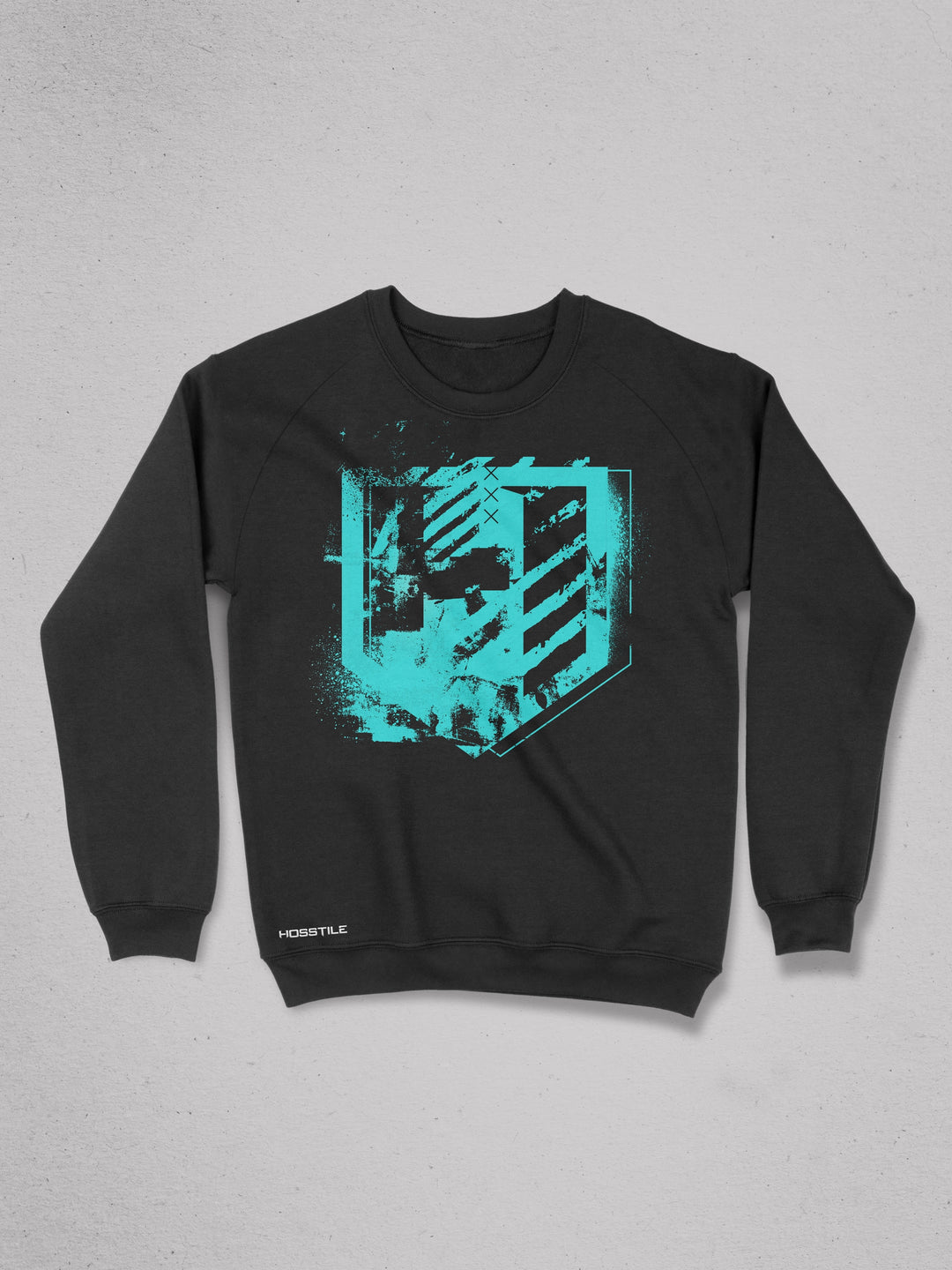 Distressed crew neck gym sweatshirt#color_black