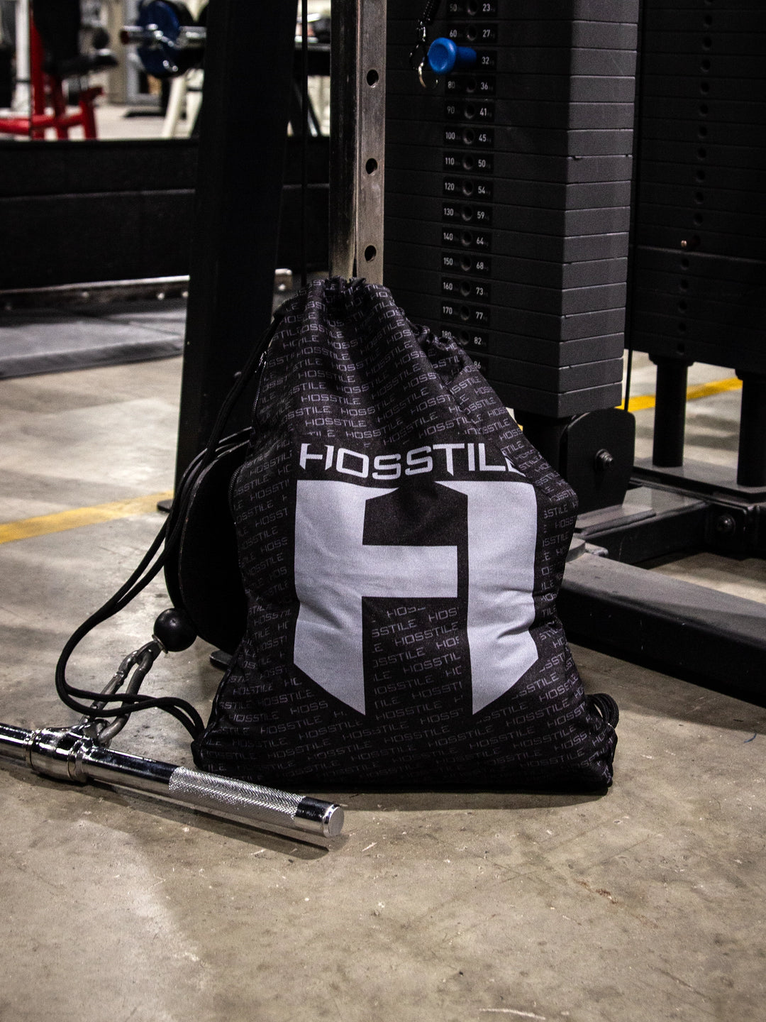 Hosstile Canvas Drawstring Bag in the gym