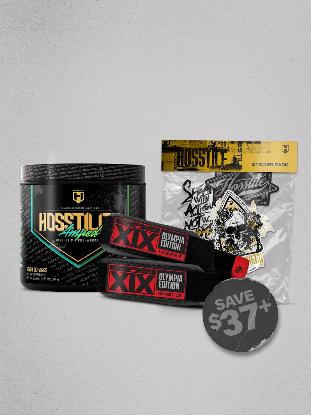 bundle of supplements and gym accessories for Hosstile black friday promotion