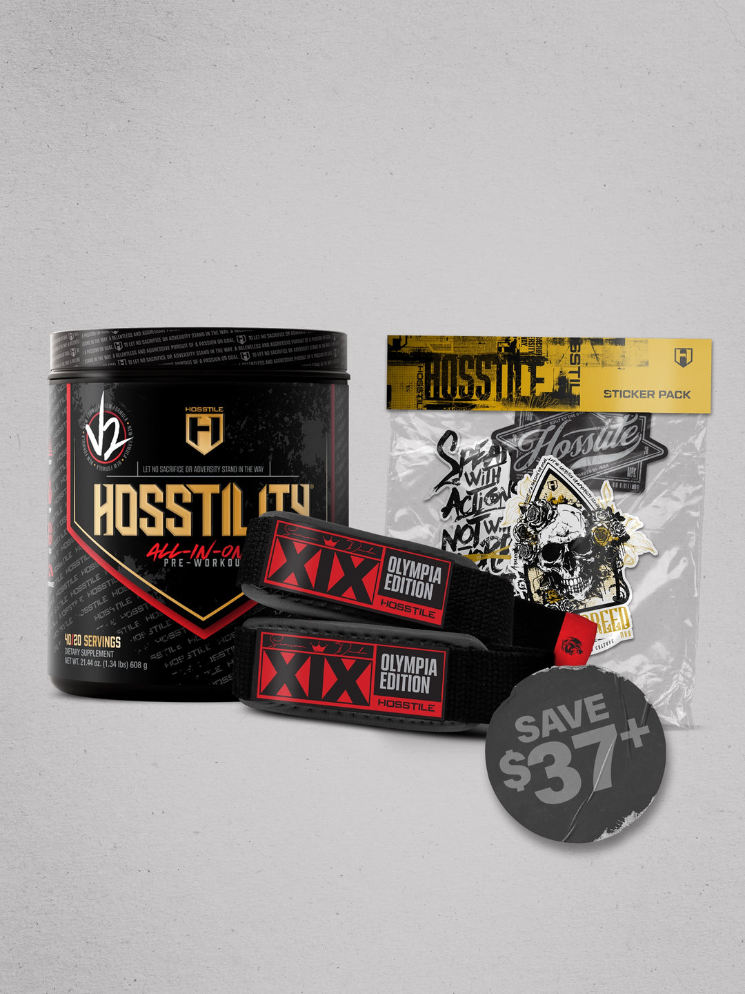bundle of supplements and gym accessories for Hosstile black friday promotion