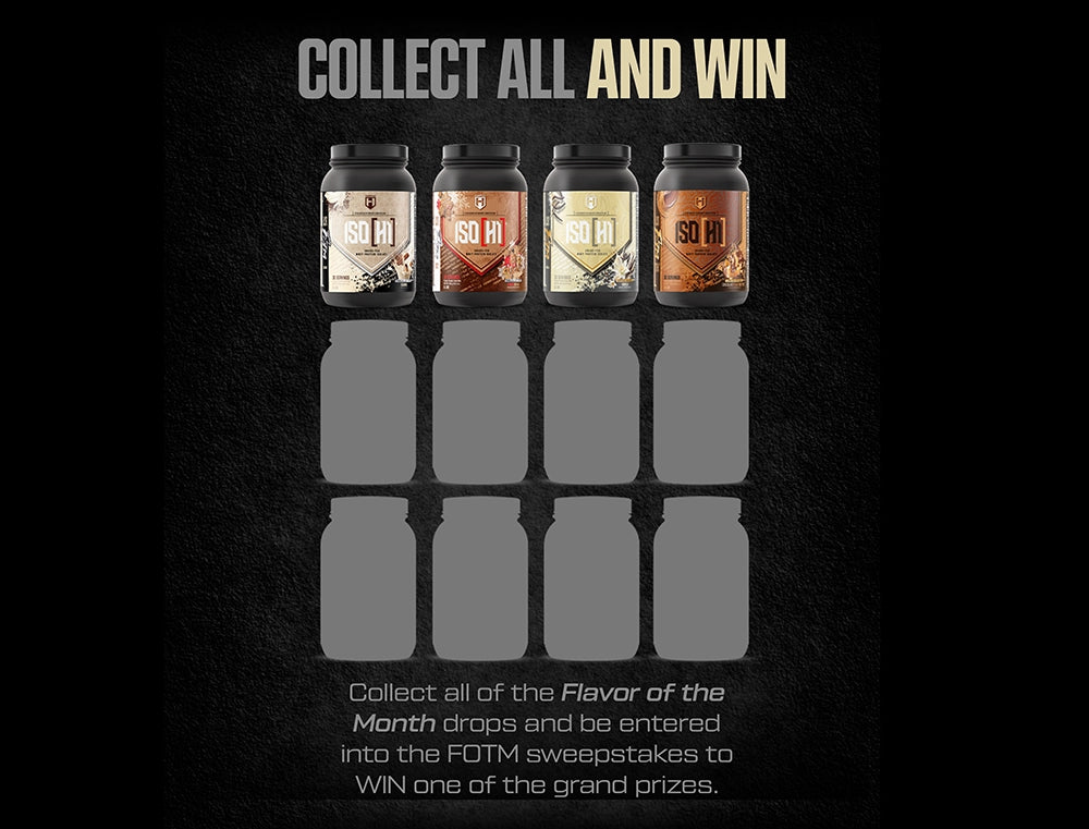 Promotional graphic for a product collection with 'Collect All and Win' text on a dark background.