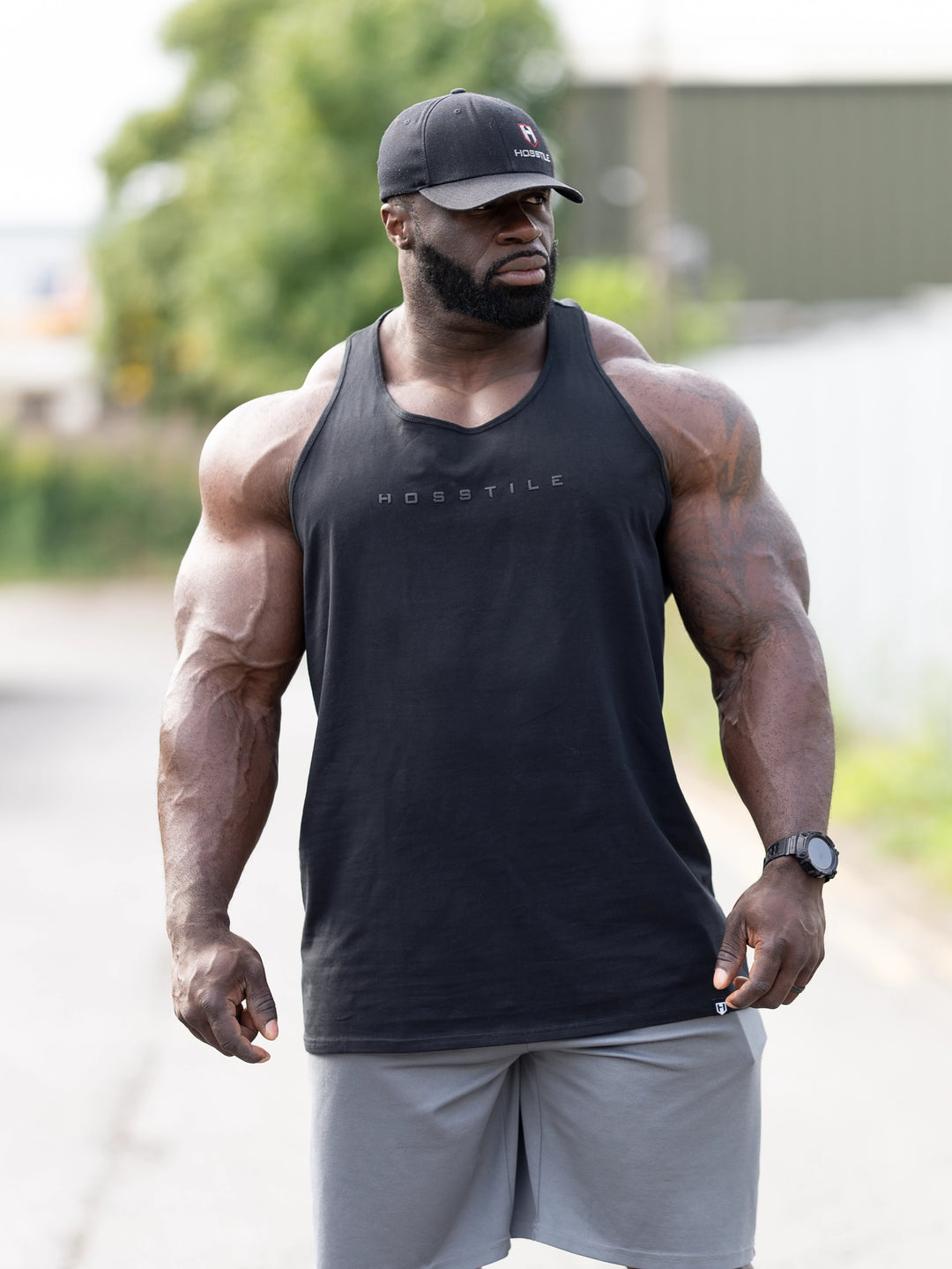 Foundation Men's Workout Tank Top - Black - Model Bodybuilder Samson Dauda#color_black