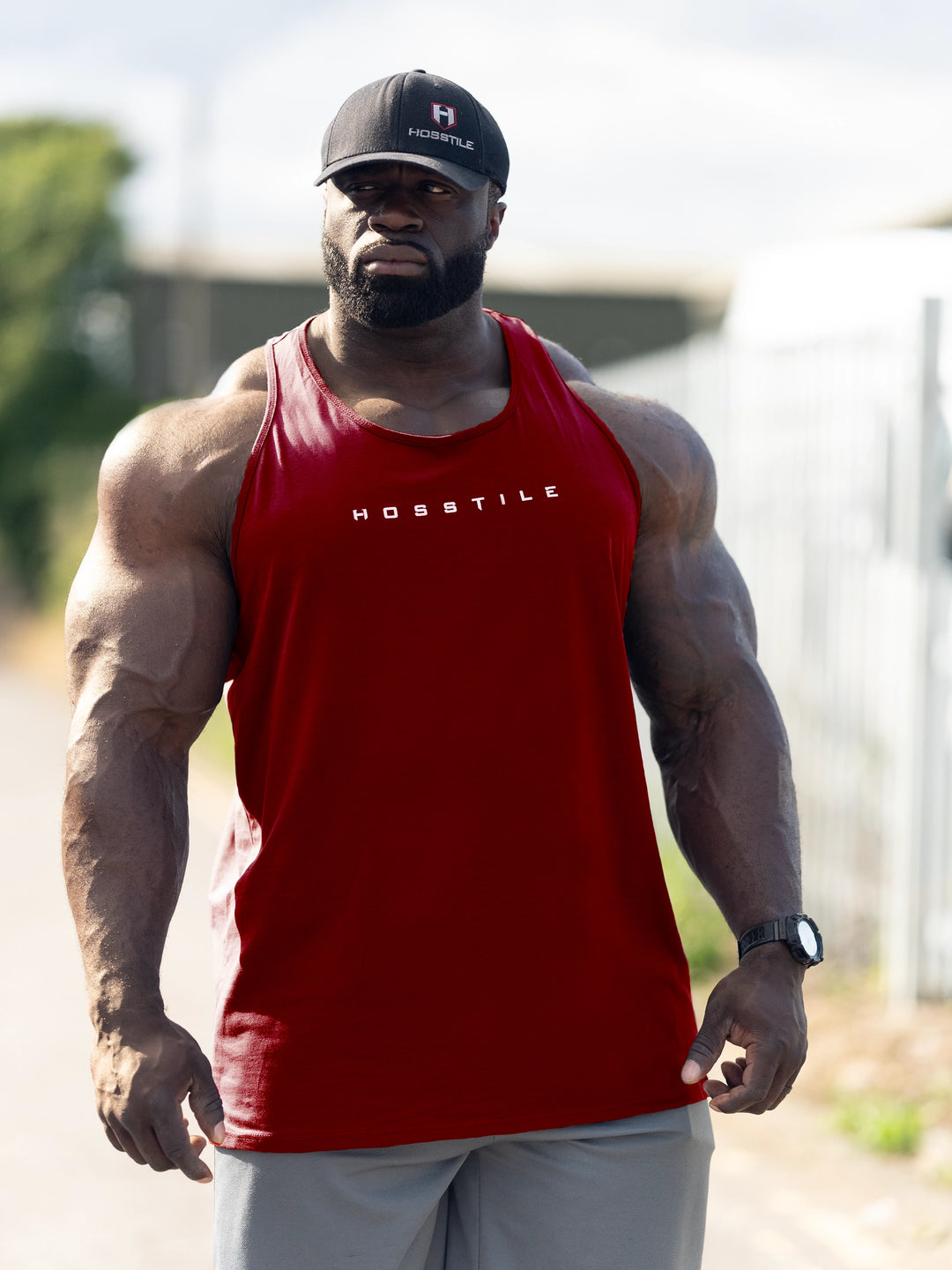 Foundation Men's Workout Tank Top - Maroon - Model Bodybuilder Samson Dauda#color_maroon