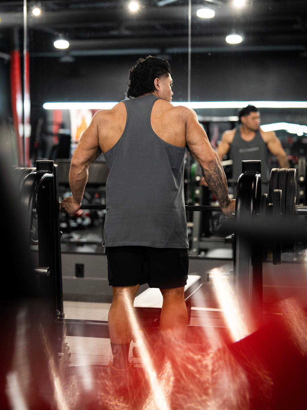 Foundation Men's Workout Tank Top - Gunship Grey - Model Bodybuilder#color_gunship-grey