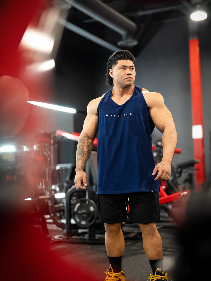 Foundation Men's Workout Tank Top - Cobalt - Model Bodybuilder#color_royal-blue