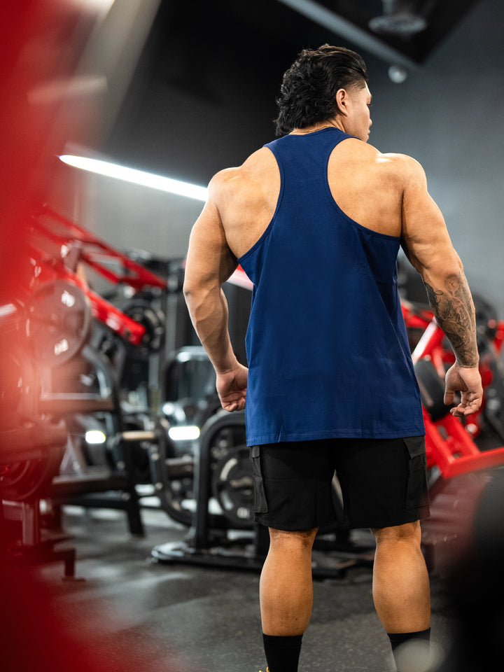 Foundation Men's Workout Tank Top - Cobalt - Model Bodybuilder#color_royal-blue