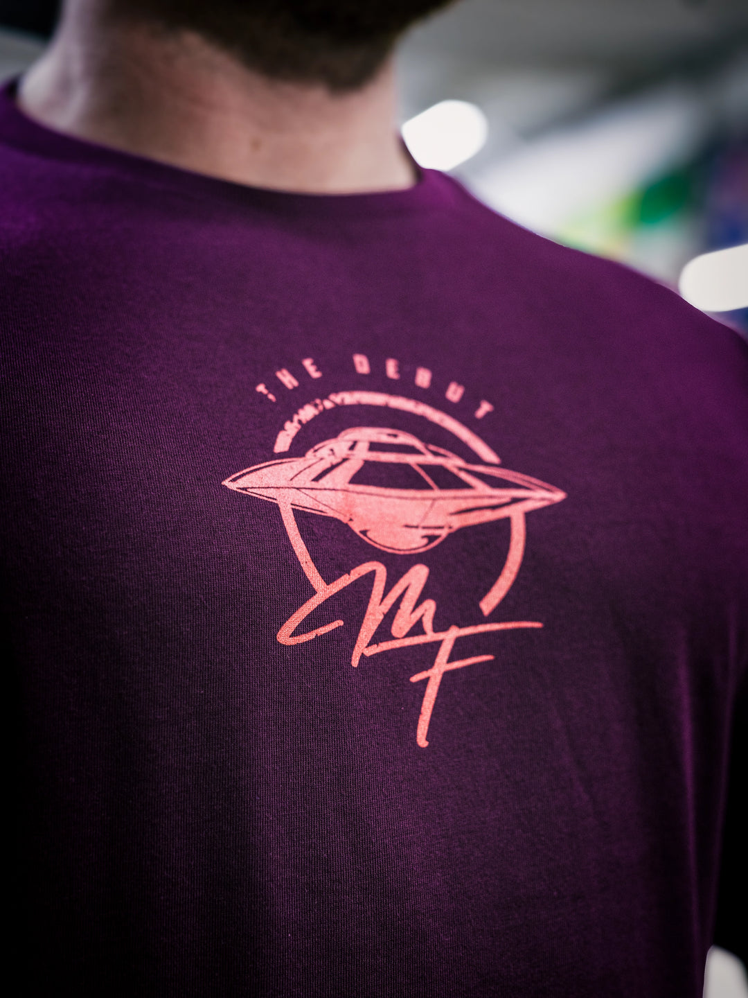 Bodybuilder Martin Fitzwater wearing the MF Vintage T-Shirt in the gym#color_maroon