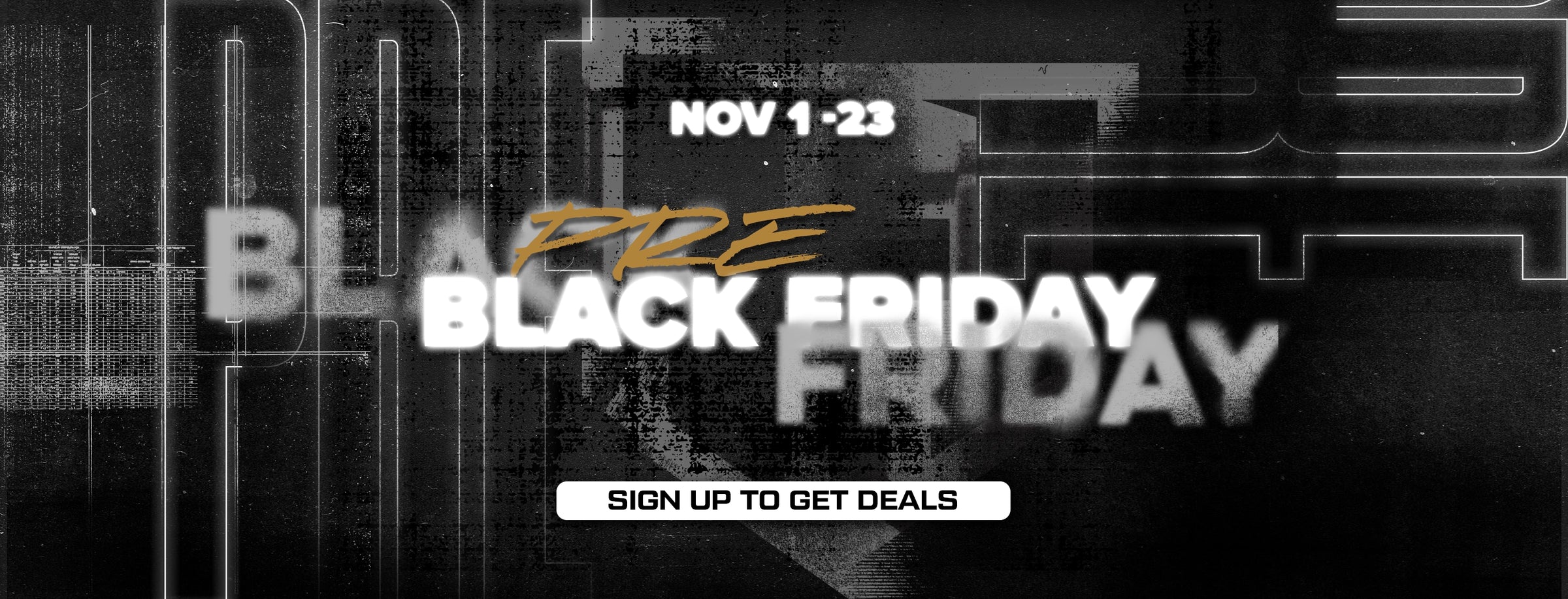 Black Friday sale banner with geometric design and text on a dark background
