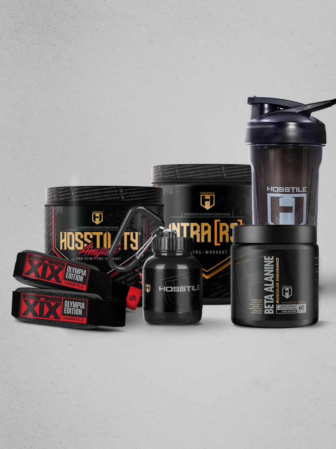 bundle of supplements and gym accessories