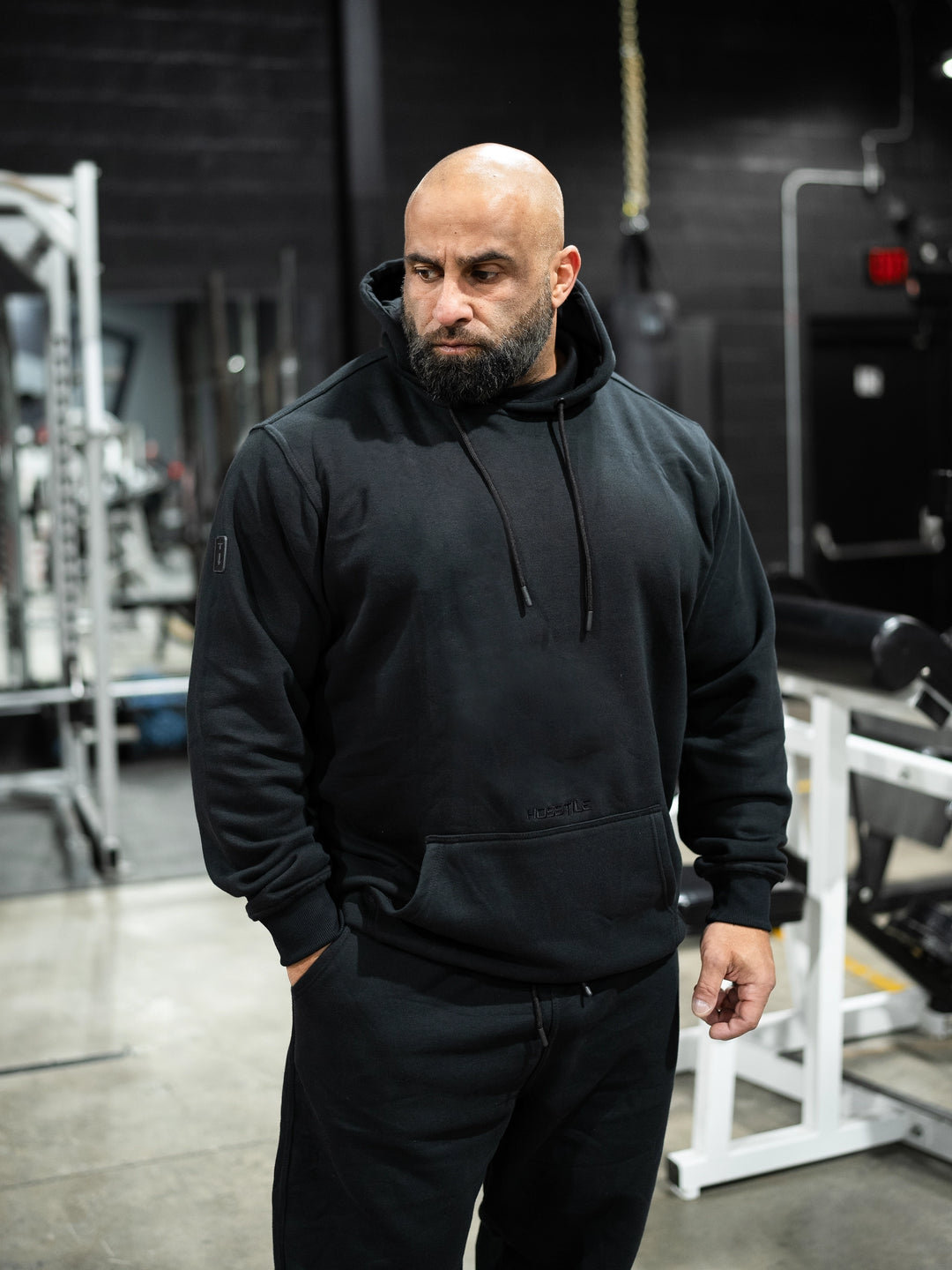 Relaxed Hoodie Model IFBB Pro Fouad Abiad#color_black