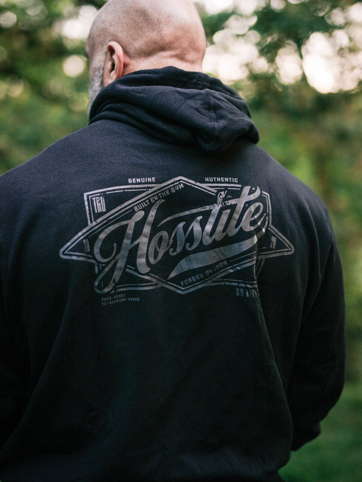 Bodybuilder wearing the Retro Select Workout Hoodie#color_black