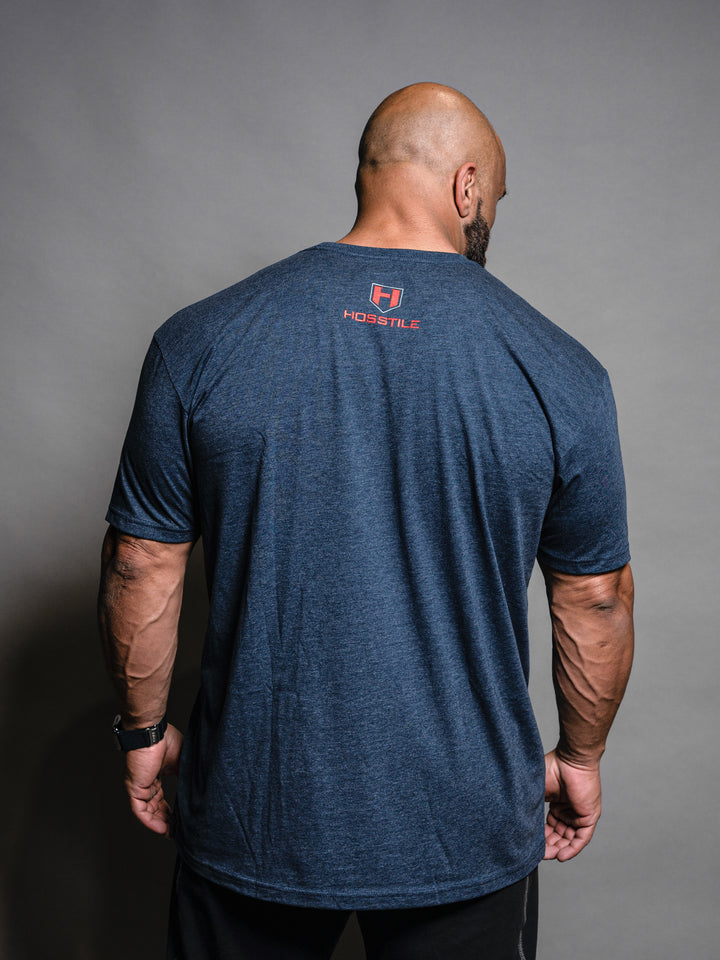 Bodybuilder Fouad Abiad wearing Shield Classic Workout T-Shirt#color_navy