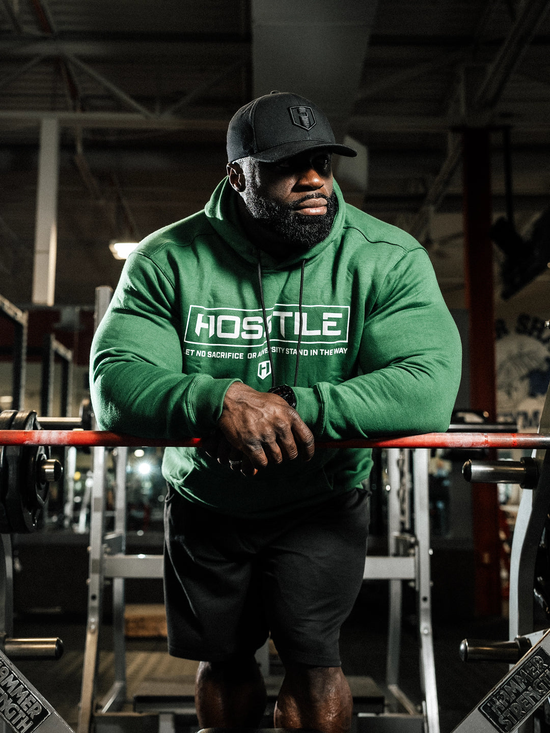 Signature Bodybuilding Workout Hoodie Black - Model Bodybuilder Samson Dauda#color_hunter-green