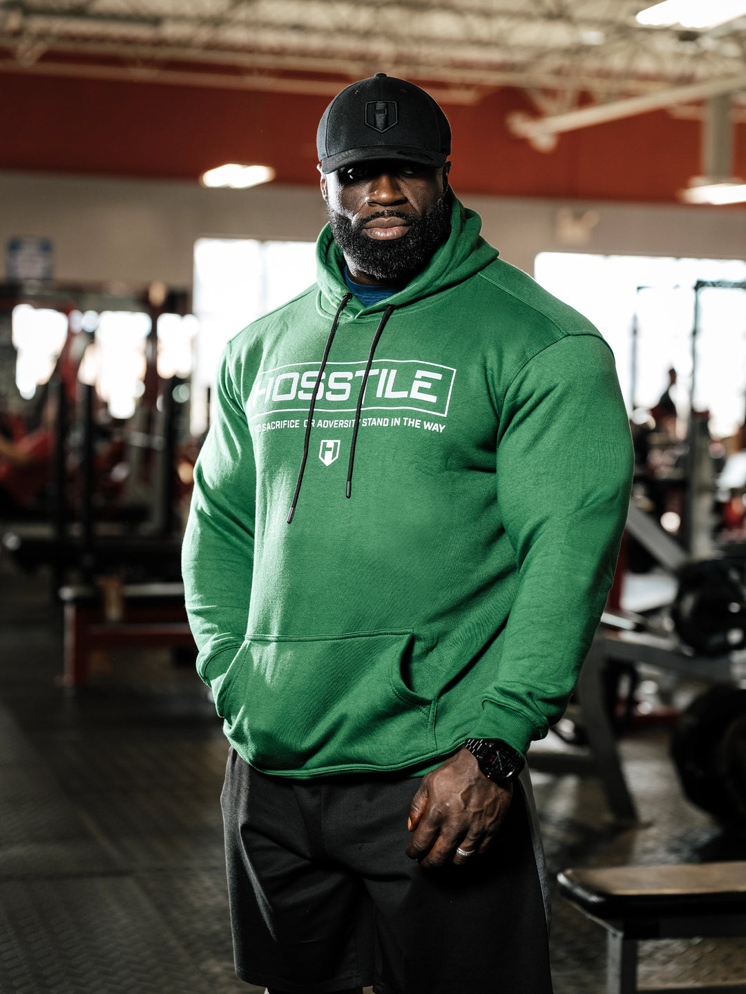 Signature Bodybuilding Workout Hoodie Black - Model Bodybuilder Samson Dauda#color_hunter-green