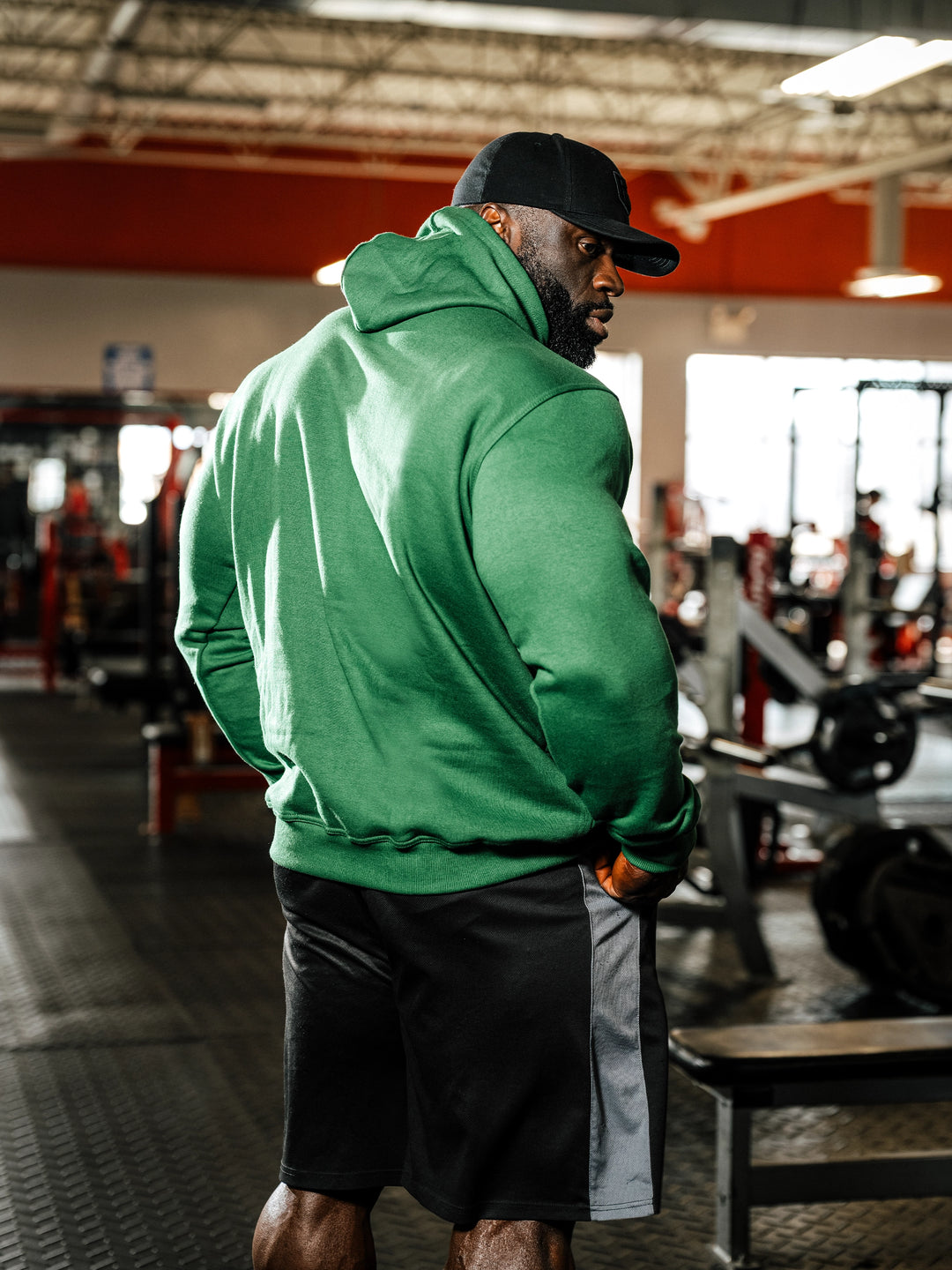 Signature Bodybuilding Workout Hoodie Black - Model Bodybuilder Samson Dauda#color_hunter-green