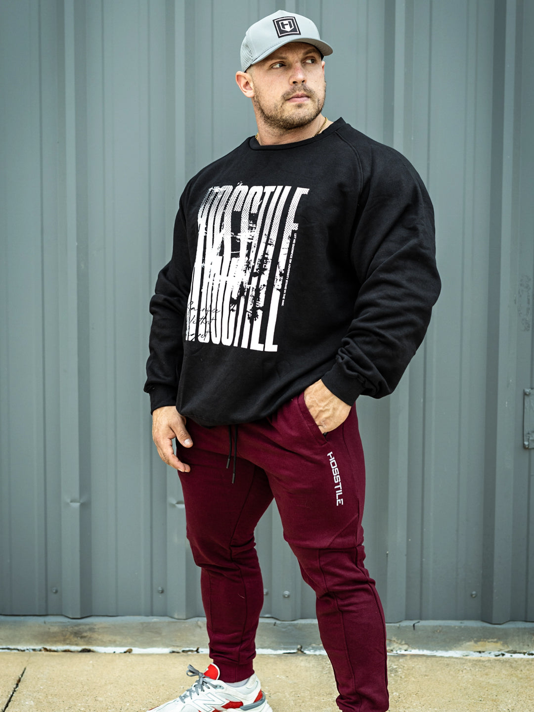 Martin Fitzwater wearing joggers in the gym#color_deep-cherry