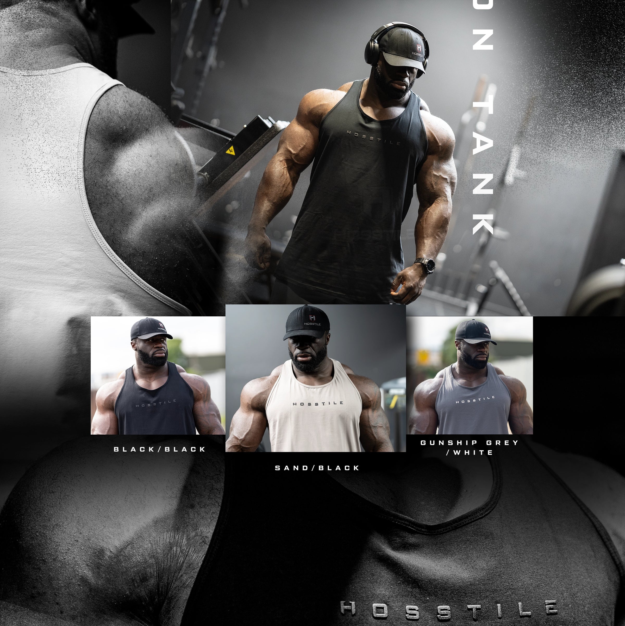 Bodybuilder Samson Dauda in Men's Workout Tank Tops Hosstile Uplift Collection 