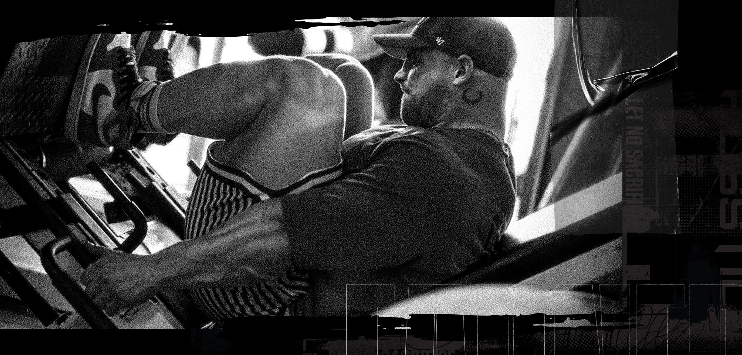Bodybuilder Martin Fitzwater in the leg press machine