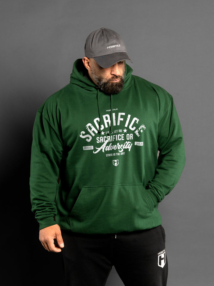 Hosstile College Pullover Hoodie Sweatshirt Green Model Bodybuilder Fouad Abiad#color_green