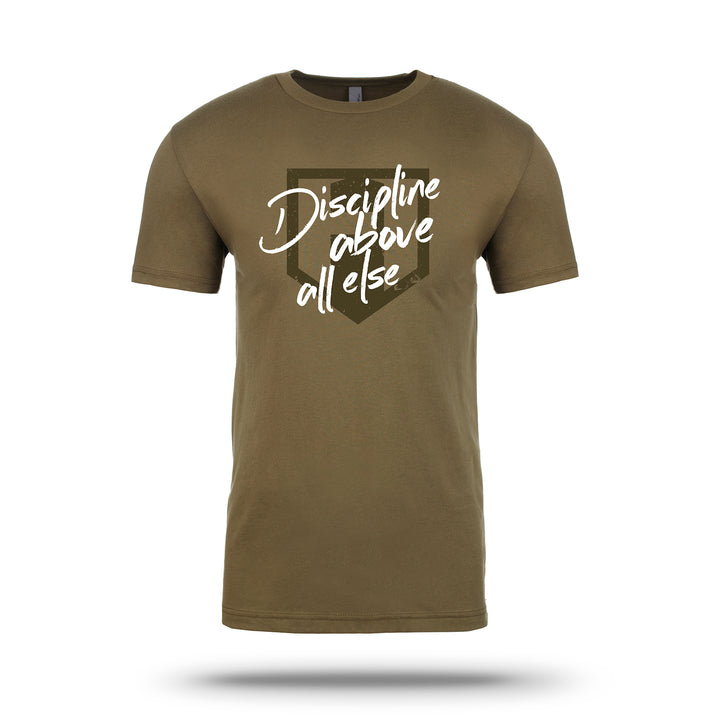 Discipline Shield Workout Tee - Military Green#color_military-green