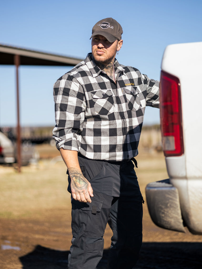 Grey black flannel store cap