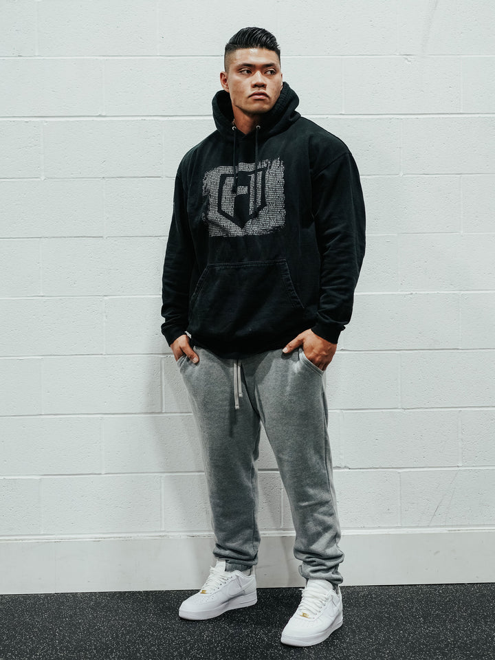 Hosstile Sweatpant Black - Model Bodybuilder Michael Lontoc#color_heather-gray